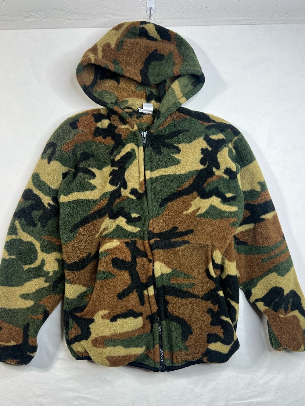 Vintage Famous Trails Fleece Jacket Kids Youth M Green Brown Camo Full Zip